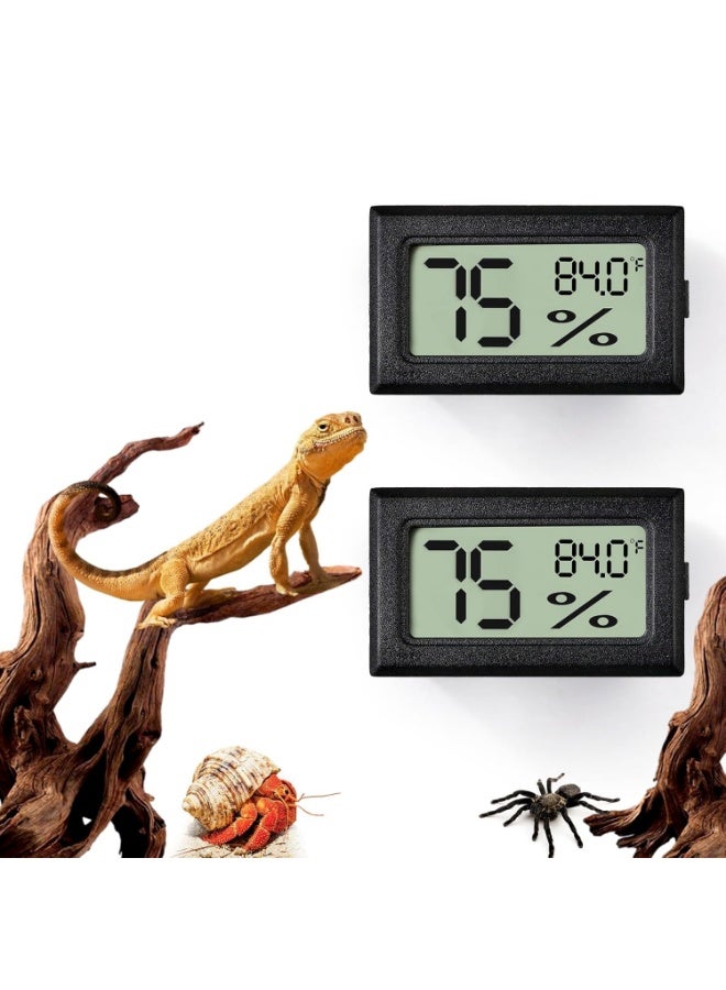Meetion 2 PCS Rectangle Reptile Thermometer and Humidity Gauge for Bearded Dragon Accessories, Reptile Tank Accessories for Jumping Spider, Leopard Gecko, Hermit Crab, Gecko, Ball Python, Lizard - Image 1